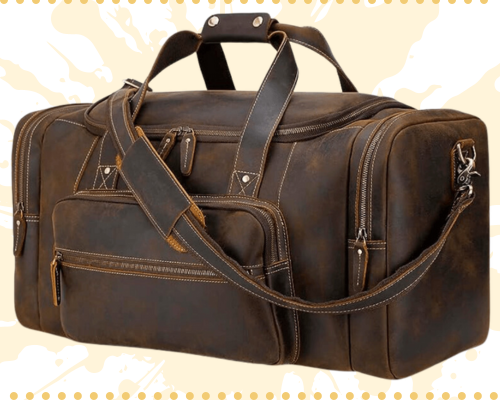 mens leather weekender bag